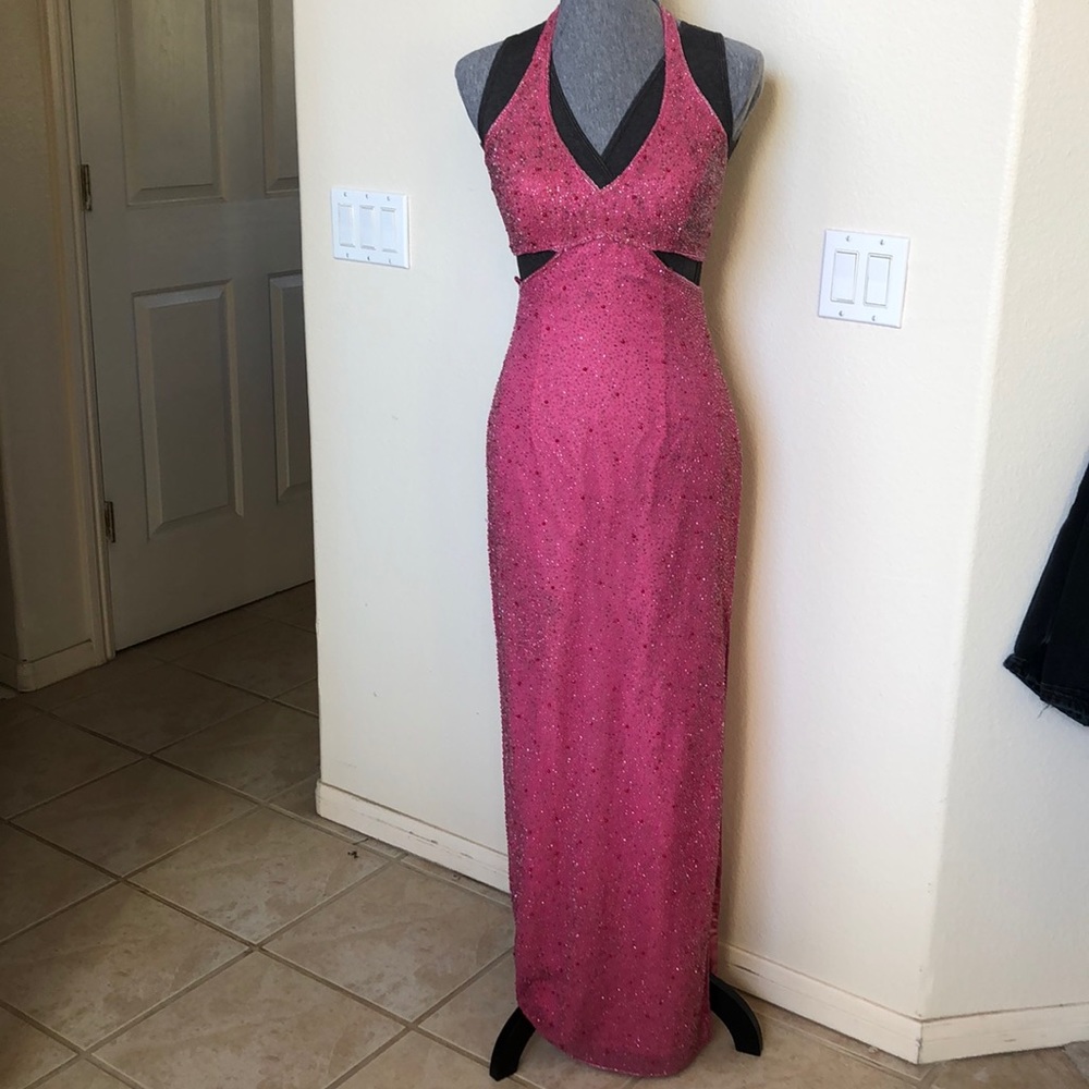 Scala Pink Strapless Formal Gown